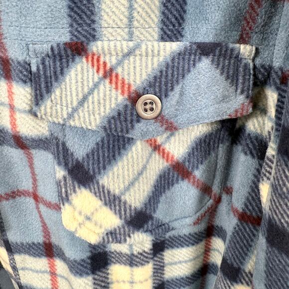 Freedom Foundry Mens Blue Plaid Fleece Button Up Shirt Size L NWT - Picture 3 of 10